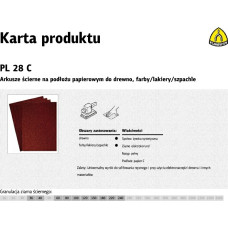Klingspor ARKUSZE ŚCIERNE NA PODŁOŻU PAPIEROWYM 230mm x 280mm PL28C gr.150 /50szt.