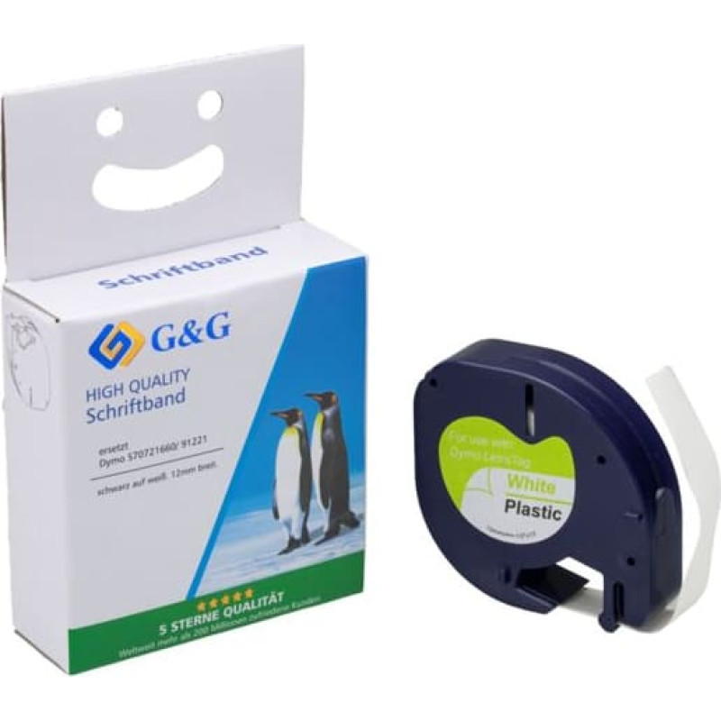 G&G Schriftband 12mm x 4m sw-ws komp. m. Dymo S0721660/ 91221