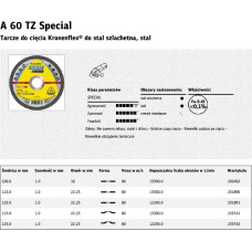 Klingspor TARCZA DO CIĘCIA METALU 125mm x 1,0mm x 22,2mm  A60 TZ Special