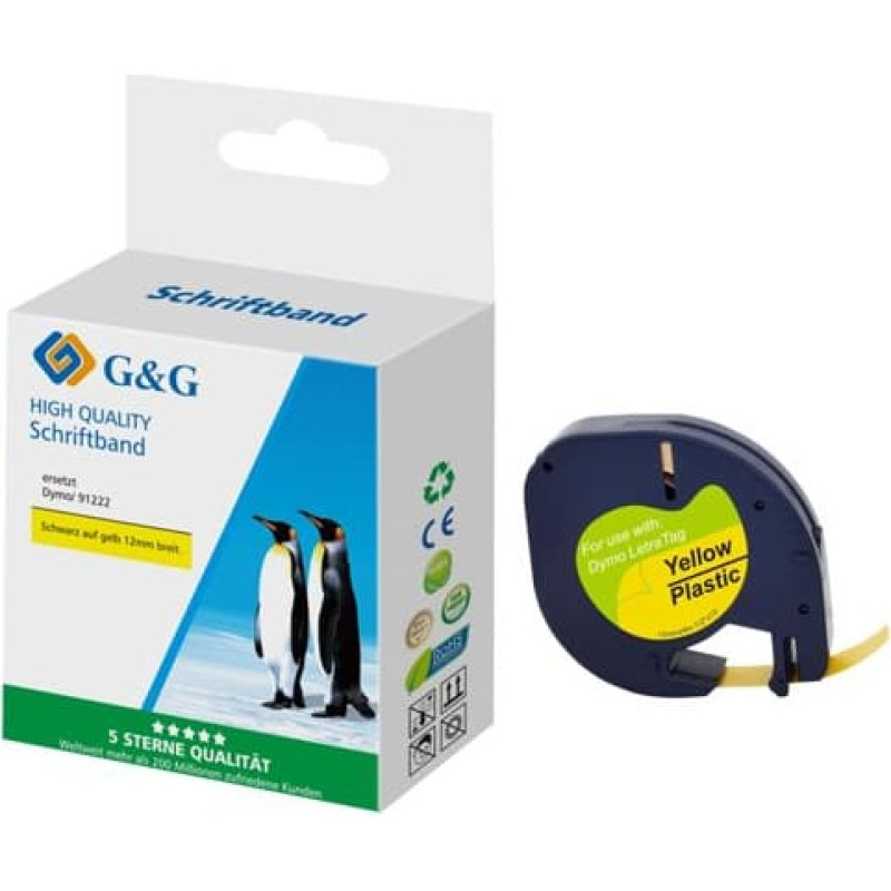 G&G Schriftband 12mm x 4m sw-gb Komp. m. Dymo S0721670/ 91222