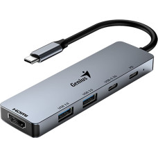 Genius HUB USB Genius USB (3.0) hub 5-port, UH-500, szary, Genius, 2x USB 3.0,1x HDMI,2x USB-C,Power Delivery 100W