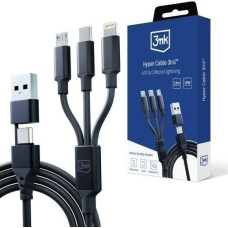3MK Kabel USB 3MK USB-A + USB-C - USB-C + microUSB + Lightning 1.5 m Czarny (5903108541244)