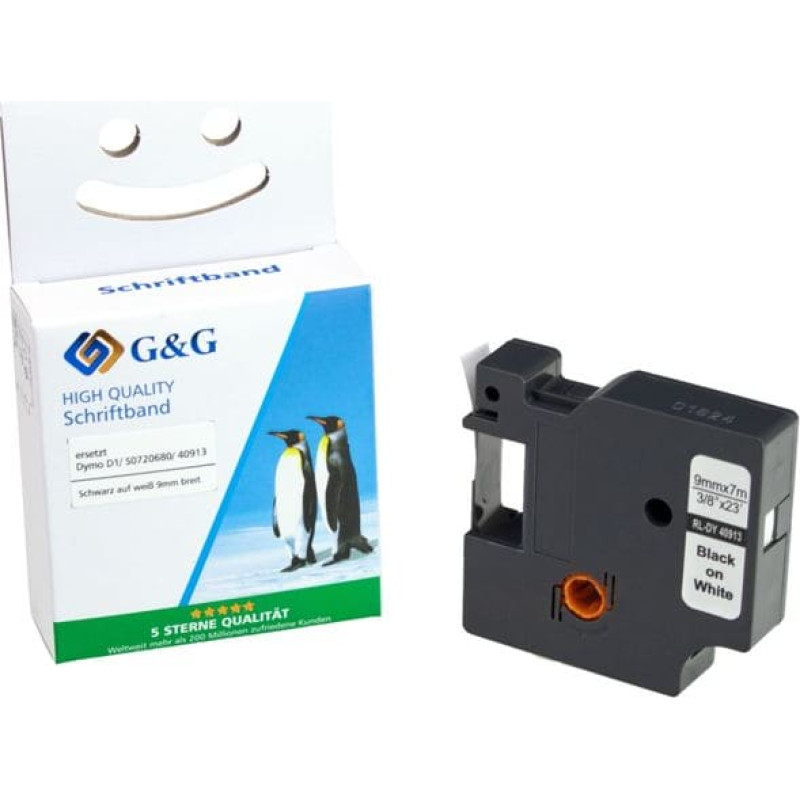 G&G Schriftband 9mm x 7m sw-ws Komp. m. Dymo D1/ 40913/ S072068
