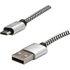 Logo USB cable Logo USB-A - microUSB 2 m Black and white