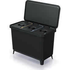 Prosperplast KEDEN KOSZ NA ŚMIECI SYSTEMA 3x10L - CZARNY RECYKLING
