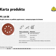 Klingspor KRĄŻEK ŚCIERNY SAMOPRZYCZEPNY 125mm  PS18EK gr.120 GLS5 8-OTWORÓW/50szt.