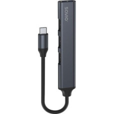 Savio HUB USB Savio SAVIO HUB USB-C - 3 X USB-A 2.0 1 X USB-A 3.0 SZARY AK-71
