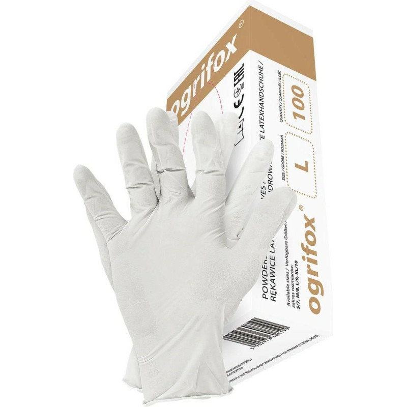 Raw-Pol RĘKAWICE WINYLOWE PUDROWANE/100szt. OGRIFOX  L GOSPODARCZE I OCHRONNE