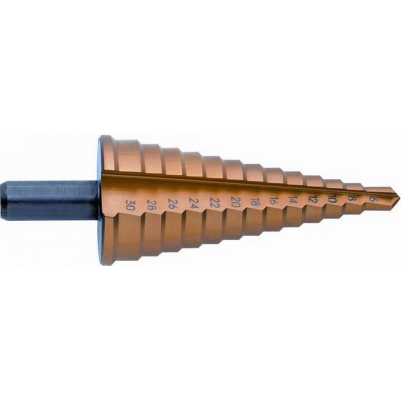 Exact Koniskais pakāpjurbis HSS-TiN 6-30mm, Exact