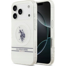 U.s. Polo Assn Etui US Polo DH and Bottom Stripe Logo   MagSafe do iPhone 17 Pro biały