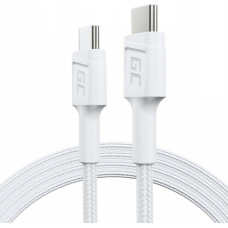 Green Cell Kabel USB Green Cell USB-C - USB-C 1.2 m Biały (KABGC30W)