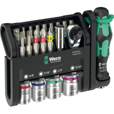 Wera Tool-Check Modular Imperial 1, bit set black/green, 21-piece, inch, including 1/4" bit ratchet