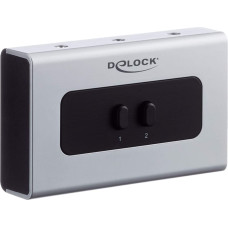 Delock switch jack 3.5mm 2 port manual bidirectional, switch (grey/black)
