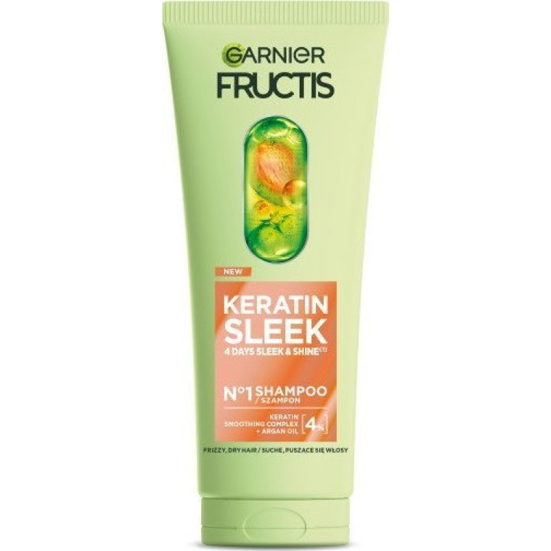 Garnier Fructis Keratin Sleek szampon do włosów suchych i puszących się 200ml