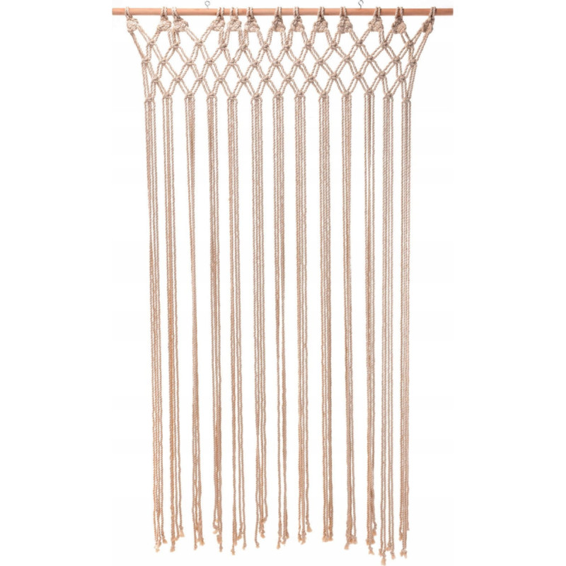 Home Styling Collection Zasłona na drzwi, 90 x 180 cm, makrama na drewnianym kiju