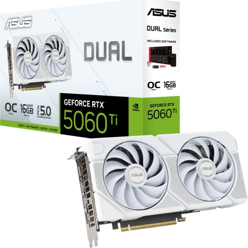 Asus VGA PCIE16 RTX5060TI 16GB/DUAL-RTX5060TI-O16G-WHITE ASUS