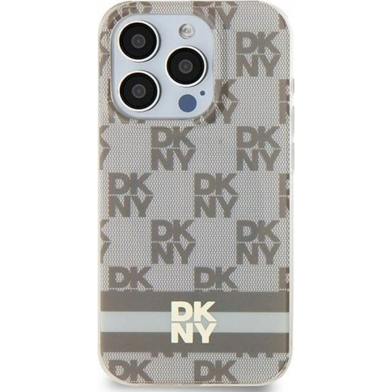 Dkny DKNY DKHMP15SHCPTSE iPhone 15 / 14 / 13 6.1" beżowy/beige hardcase IML Checkered Mono Pattern & Printed Stripes MagSafe