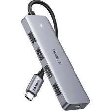 Ugreen HUB USB Ugreen 4w1 adapter UGREEN Hub USB-C up to 4x USB 3.0 + USB-C (grey)