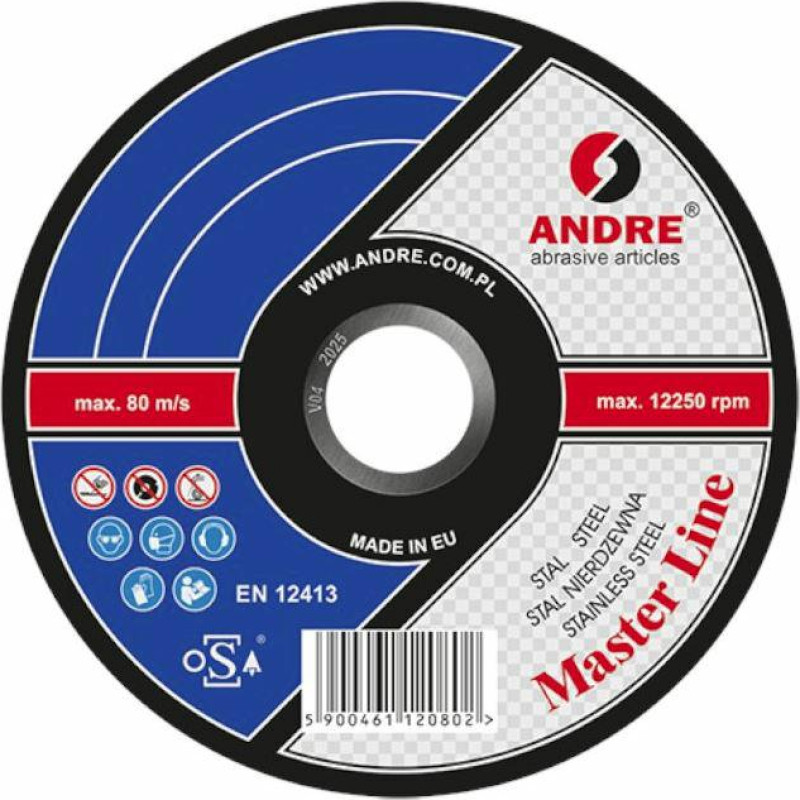 Andre TARCZA DO METALU 125 x 1,0mm METAL/INOX MASTER LINE 55A60RBF