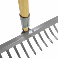 Awtools AW 14-TINE STEEL GARDEN RAKE/ WOODEN SHAFT