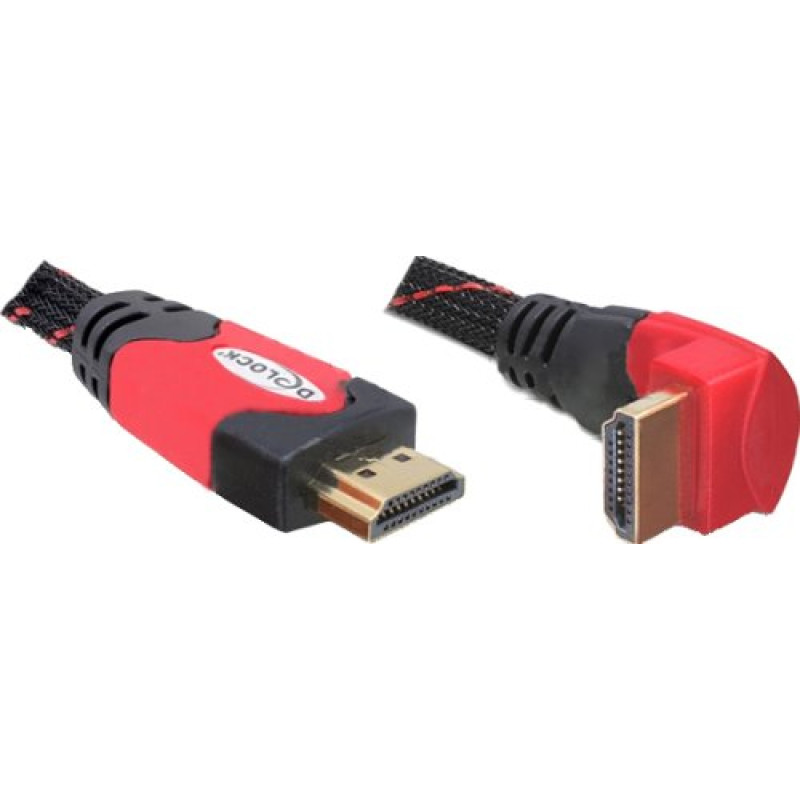 Delock HDMI wtyk A-StA angled black/rd 2m