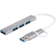 Delock 4 Port Slim USB Hub with USB Type-C or USB Type-A, USB hub
