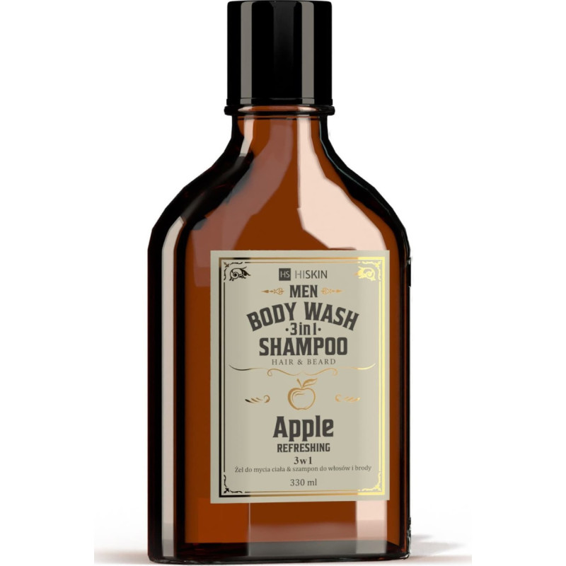 Hiskin HISKIN Men Whisky Żel do mycia ciała i szampon do włosów i brody 3w1 - Apple 330 ml