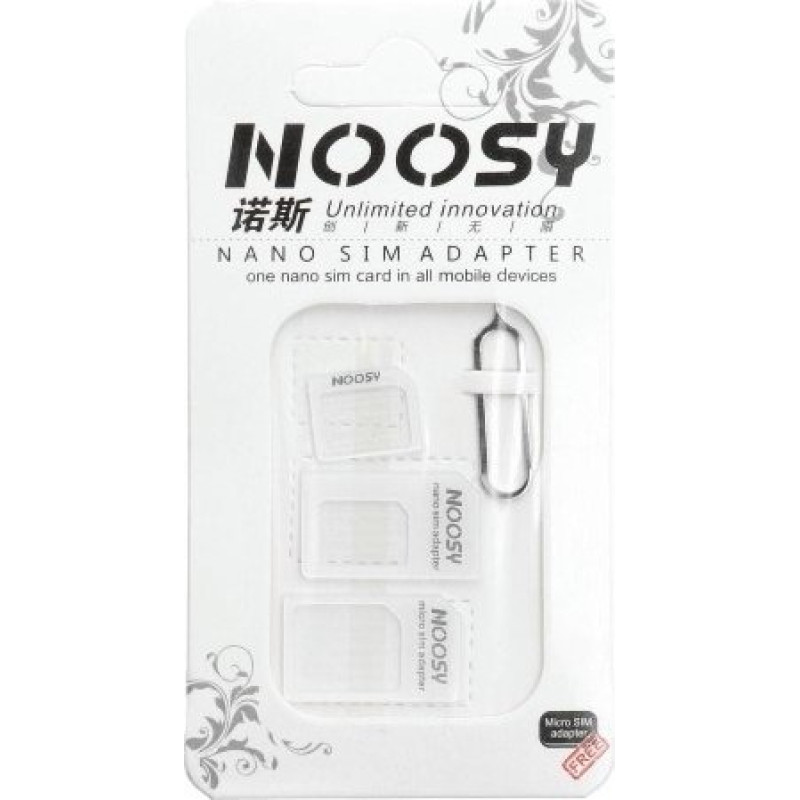 OEM Zestaw adapterów Nano Sim/Micro,Micro Sim i Nano/Sim (NOOSY 3w1) biały