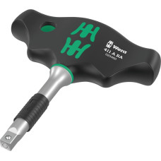 Wera 411 A RA T-handle adapter screwdriver with ratchet function (black/green, 1/4" with ball lock)