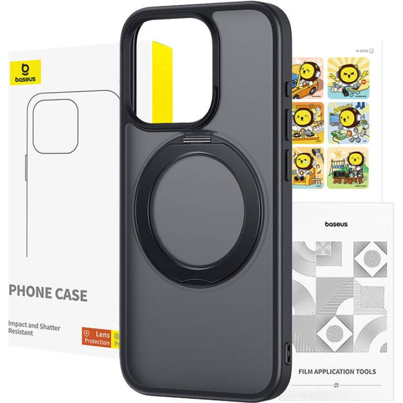 Baseus Phone Case Baseus SkyRing Magnetic with Stand for iP 13 Pro + tempered-glass and cleaning kit (black)