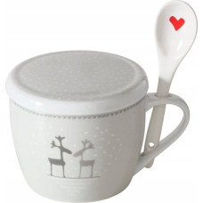 Boltze Świąteczny kubek jumbo z pokrywką i łyżeczką LOVELIES, 600 ml