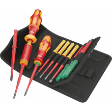 Wera Kraftform Kompakt VDE 16 Torque extra slim 1 Tool Finder, 16-piece, screwdriver red/yellow, including plug-in handle, torque plug-in handle, VDE interchangeable blades