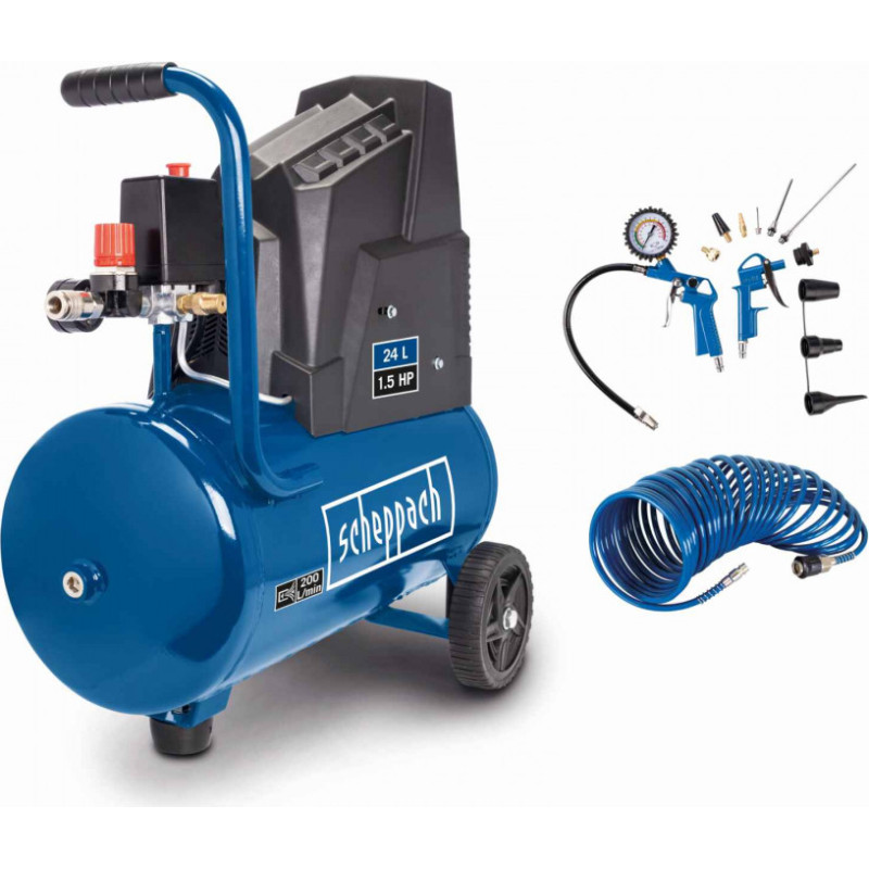 Scheppach Kompresors HC25o ar 13 daļīgu piederumu komplektu un 5 m šļūteni, Scheppach