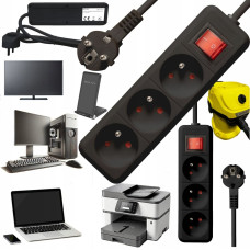 Bounn Listwa zasilająca Bounn BOUNN listwa zasilajÄca antyprzepiÄciowa 3 gniazda 5 m czarna 16A