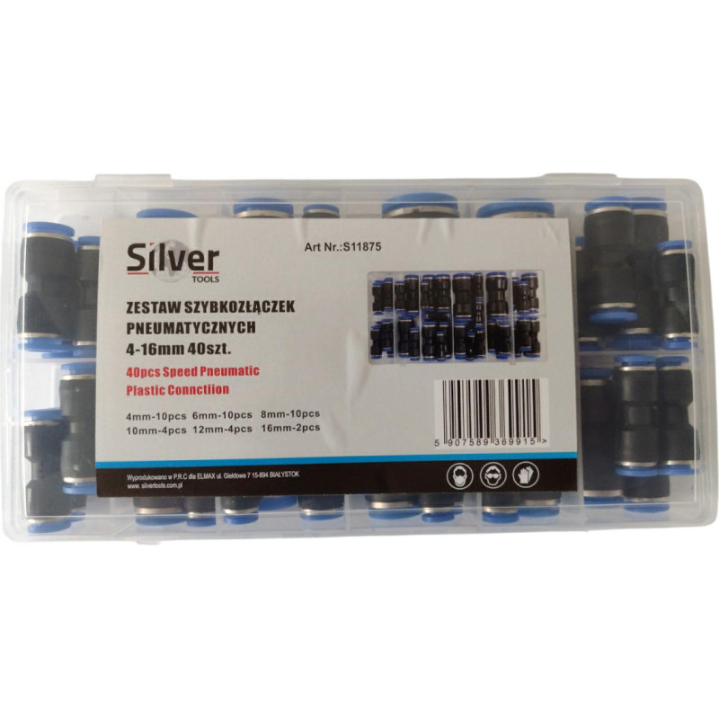 Silver ZESTAW SZYBKOZŁĄCZEK 4-16mm 40szt SILVER