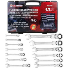 Forcekraft KLUCZ PŁASKO-OCZKOWY Z GRZECHOTKĄ PRZEGUBOWY kpl. 13szt.  /FORCEKRAFT