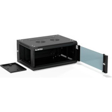 Alantec Szafa wisząca 19" 4U 600x450, drzwi szklane jednoskrzydłowe, tył osłona pełna demontowalna, osłony boczne pełne demontowalne zamykane na klucz, 4 belki, kolor czarny, do samodzielnego montażu - Flat Pack, ALANTEC