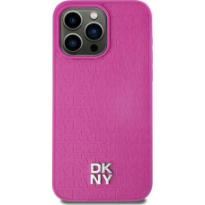 Dkny DKNY DKHMP15SPSHRPSP iPhone 15 / 14 / 13 6.1" różowy/pink hardcase Leather Pattern Metal Logo MagSafe