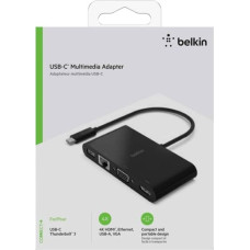 Belkin USB-C to Gigabit-Ethern. HDMI/VGA/USB-A-Adapter, black